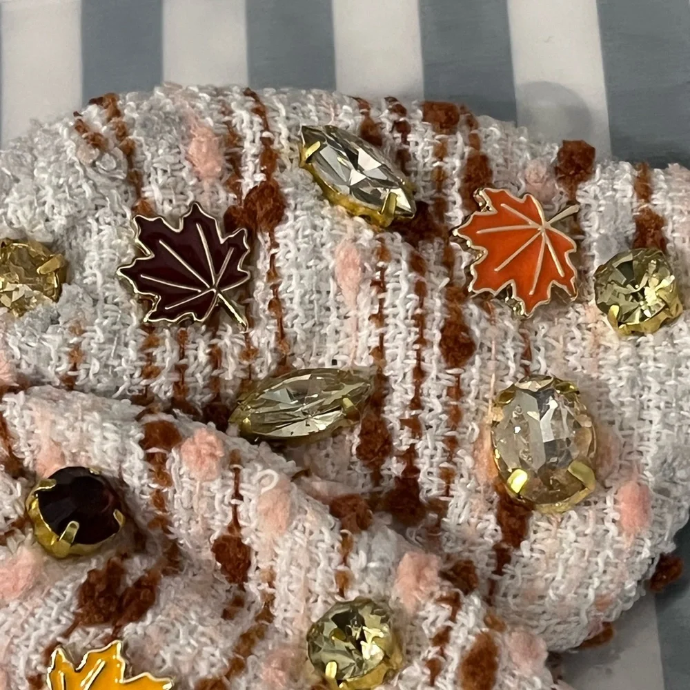 LELE SADOUGHI AUTUMN BOUCLE FALLING LEAVES CRYSTAL BOW BARRETTE
